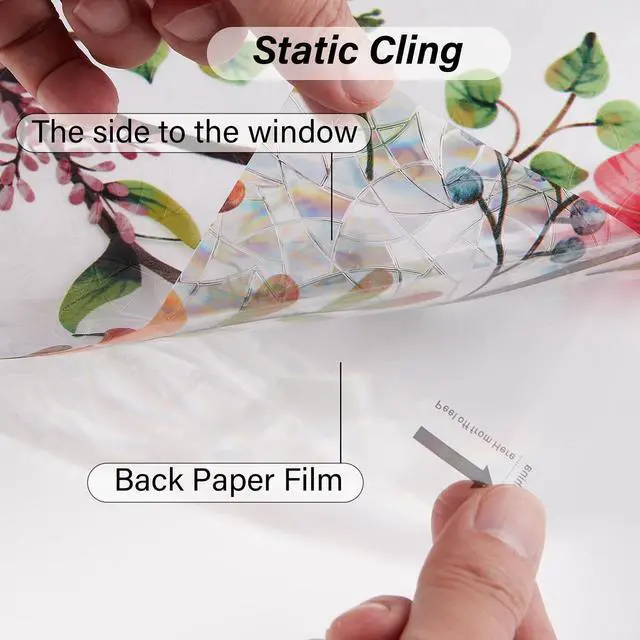 Alt view image 6 of 7 - Ranzdn Window Privacy Film, Stained Glass Static Cling, 17.5" x 78.7" | No glue static cling: Apply with water, zero residue. Blocks UV rays, reduces heat. Rainbow semi-privacy for windows, doors.