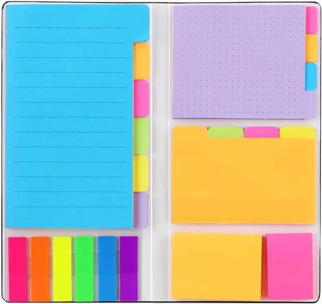 Main image of Sticky Notes Set, Hommie Colored Divider Self-Stick Notes Pads Bundle, Prioritize with Color Coding, 60 Ruled (3.7x6), 40 Dotted (3.7x3), 40 Blank (3x3.7), 60 Per Rectangular, 25 Per PET Color