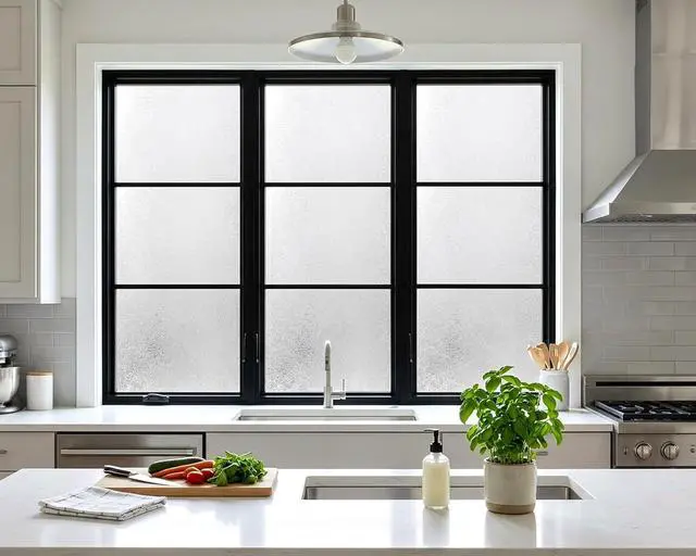 Alt view image 6 of 7 - Crystal Etched Window Film Privacy No Glue Anti UV Removable 17.5x78.7in | Cover Decal Tint Decor Office Apartment Balcony Sun Blocking Light Filtering Glare Reduction Heat Control