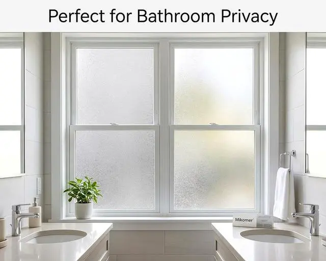 Alt view image 7 of 7 - Crystal Etched Window Film Privacy No Glue Anti UV Removable 17.5x78.7in | Cover Decal Tint Decor Office Apartment Balcony Sun Blocking Light Filtering Glare Reduction Heat Control