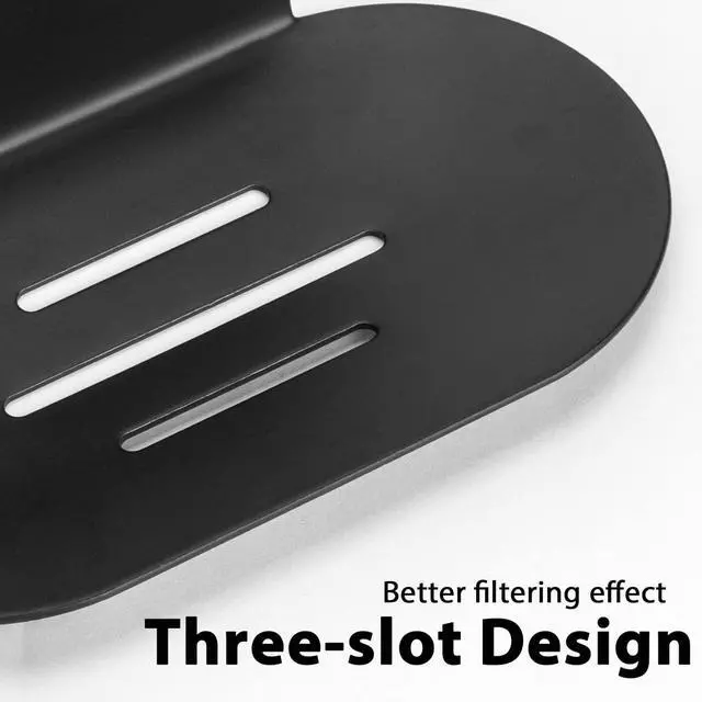 Alt view image 2 of 6 - Stainless Steel Soap Tray, 3 Slot Self-Adhesive Wall Mounted Shower Soap Stand (Black)
