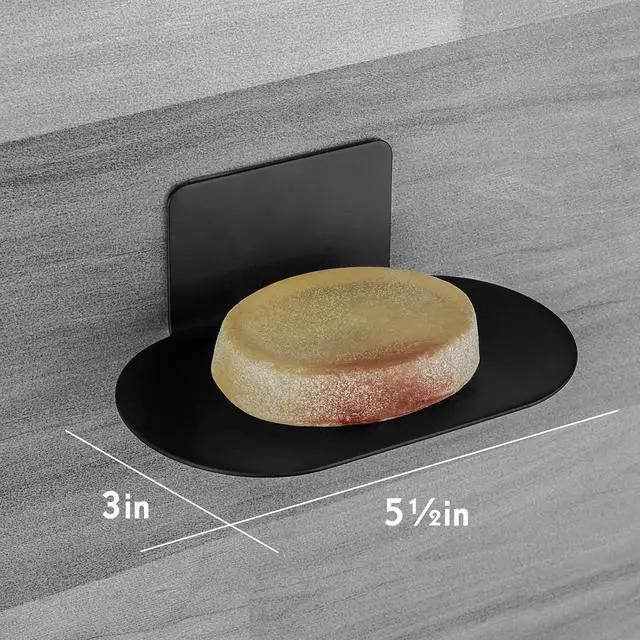 Alt view image 4 of 6 - Stainless Steel Soap Tray, 3 Slot Self-Adhesive Wall Mounted Shower Soap Stand (Black)