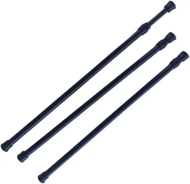 Alt view image 4 of 7 - Tension Curtain Rod for Window Cupboard Closet, Black Extendable Adjustable 15.7-28 inch Short Spring Tension Rods for Bathroom Bars Wardrobe DIY Projects (2 Pack)