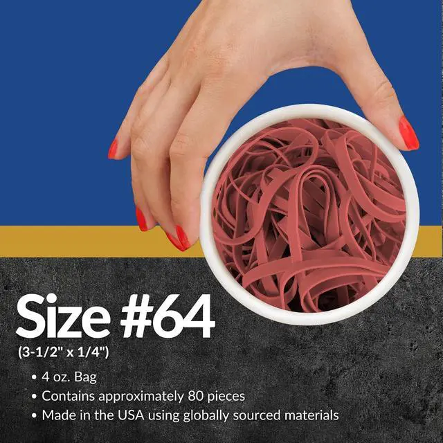 Alt view image 5 of 7 - Upgrade Office Supply Rubber Bands, Size 64, Red, 3 1/2 x 1/4 in, 1/4 lb Bag, 80 Count, USA