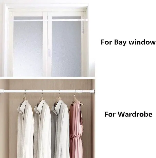 Alt view image 6 of 7 - Tension Curtain Rod for Window Cupboard Closet, Black Extendable Adjustable 15.7-28 inch Short Spring Tension Rods for Bathroom Bars Wardrobe DIY Projects (2 Pack)