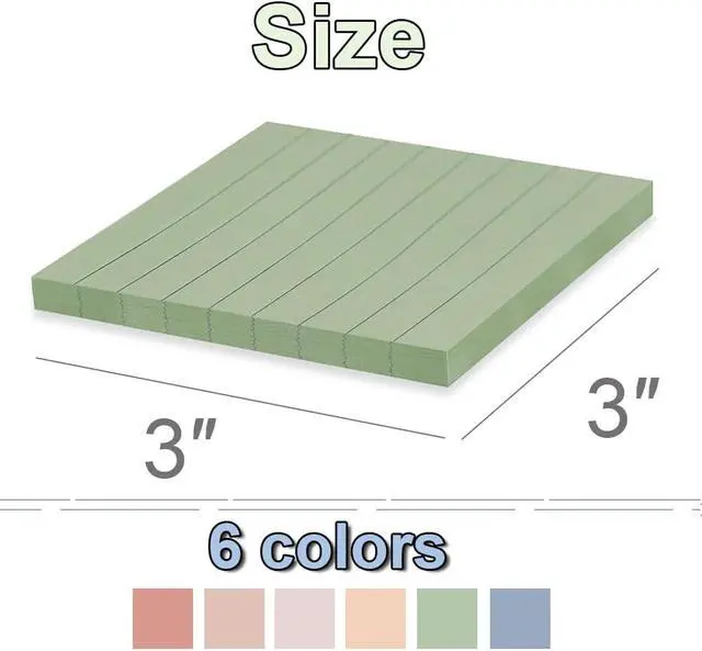 Alt view image 3 of 7 - (24 Pack) Lined Sticky Notes 3x3 in,Vintage Notepads with Lines | Ruled Stickies,Super Sticking Power,Office School Memo Note Pads,Post on Windows Doors,Recyclable,Easy to Write on