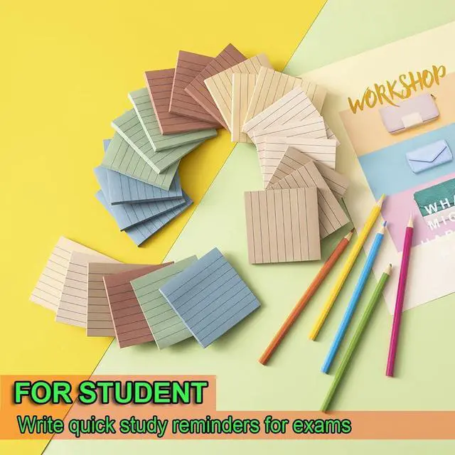 Alt view image 5 of 7 - (24 Pack) Lined Sticky Notes 3x3 in,Vintage Notepads with Lines | Ruled Stickies,Super Sticking Power,Office School Memo Note Pads,Post on Windows Doors,Recyclable,Easy to Write on