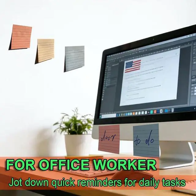 Alt view image 7 of 7 - (24 Pack) Lined Sticky Notes 3x3 in,Vintage Notepads with Lines | Ruled Stickies,Super Sticking Power,Office School Memo Note Pads,Post on Windows Doors,Recyclable,Easy to Write on