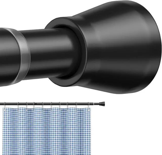 Main image of Tension Curtain Rod 40 to 73 inches 1PCS,Shower Curtain Rods No Drilling | Black Expandable Rods Adjustable Curtain Rods for Window, Wardrobe, Doorway, Kitchen