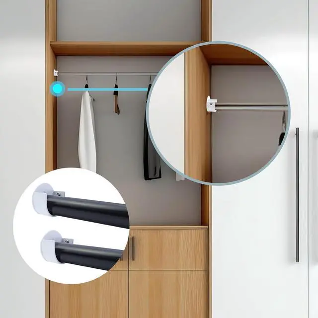 Alt view image 4 of 7 - T Tulead White U Shape Shelf Support Bracket Flange Sockets 4PCS | Shower Curtain Rod Holder, Flang Holder, Iron Rod Bracket,1.4"x0.7"