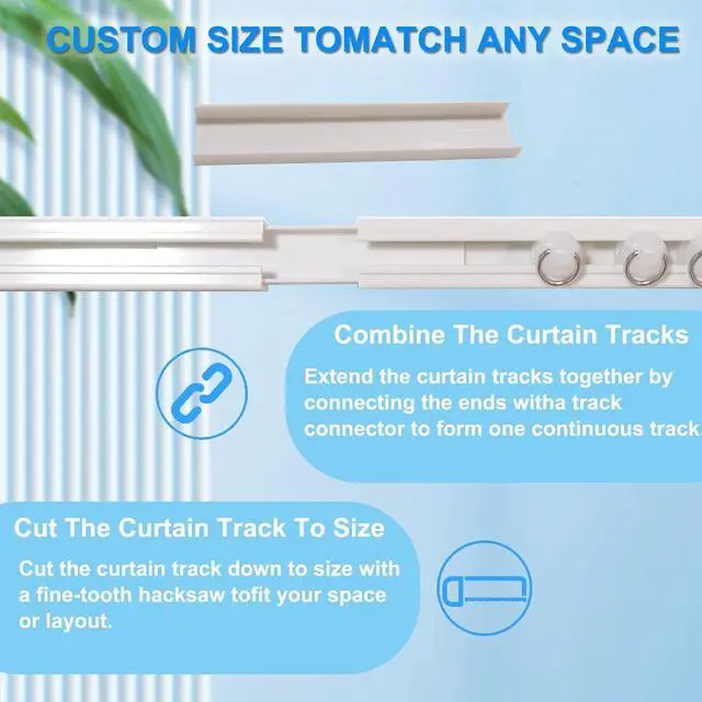 Alt view image 3 of 5 - Self Adhesive Curtain Track, No Drill No Damage Curtain Track Hangers, For Windows Cabinet Closet Bathroom Shower Curtain, Adhesive Curtains Rod (Non-Flexible) (8 FT)