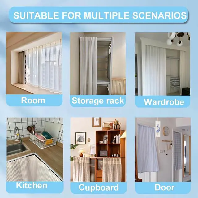 Alt view image 4 of 5 - Self Adhesive Curtain Track, No Drill No Damage Curtain Track Hangers, For Windows Cabinet Closet Bathroom Shower Curtain, Adhesive Curtains Rod (Non-Flexible) (8 FT)