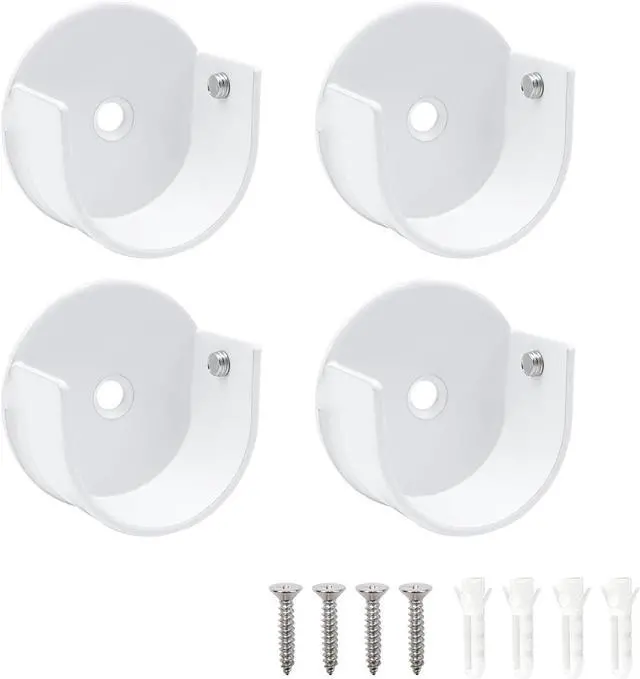 Main image of T Tulead White U Shape Shelf Support Bracket Flange Sockets 4PCS | Shower Curtain Rod Holder, Flang Holder, Iron Rod Bracket,1.4"x0.7"