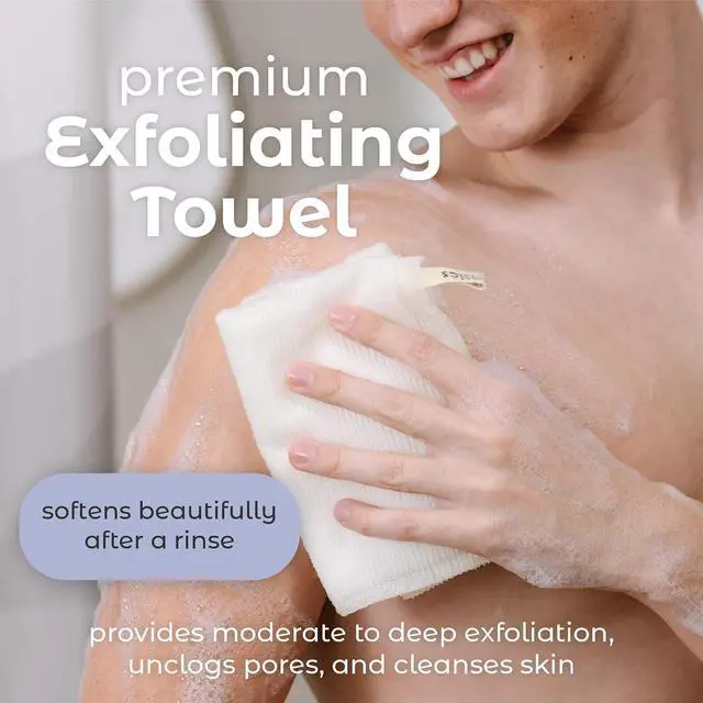 Alt view image 2 of 7 - MainBasics Japanese Deep Exfoliating Shower Towel, 3 Pack, Airy Blossom | Japanese Nylon, Body Washcloth, Textured for Effective Exfoliation, Quick-Dry, Durable, Helps Reveal Smoother Skin