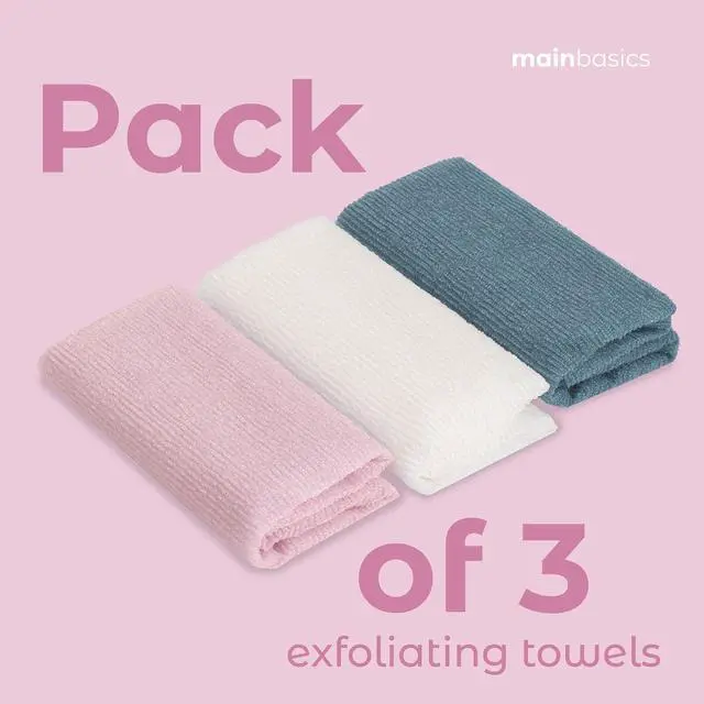 Alt view image 6 of 7 - MainBasics Japanese Deep Exfoliating Shower Towel, 3 Pack, Airy Blossom | Japanese Nylon, Body Washcloth, Textured for Effective Exfoliation, Quick-Dry, Durable, Helps Reveal Smoother Skin