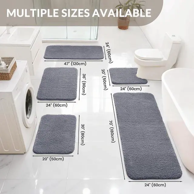 Alt view image 2 of 7 - Exclusivo Mezcla Bathroom Rugs Mats 17x24, Grey | Extra Soft Non Slip Absorbent Microfiber Bath Rug, Machine Washable Quick Dry Bath Mat for Bathroom Floor Tub and Shower