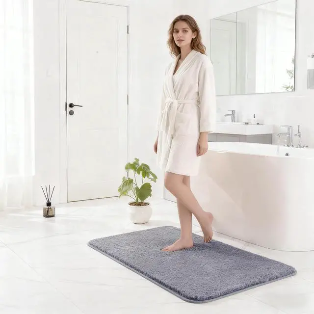 Alt view image 5 of 7 - Exclusivo Mezcla Bathroom Rugs Mats 17x24, Grey | Extra Soft Non Slip Absorbent Microfiber Bath Rug, Machine Washable Quick Dry Bath Mat for Bathroom Floor Tub and Shower