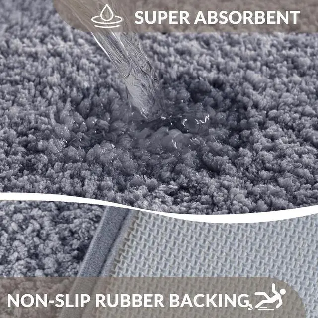 Alt view image 3 of 7 - Exclusivo Mezcla Bathroom Rugs Mats 17x24, Grey | Extra Soft Non Slip Absorbent Microfiber Bath Rug, Machine Washable Quick Dry Bath Mat for Bathroom Floor Tub and Shower