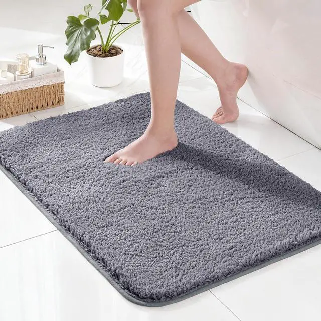 Main image of Exclusivo Mezcla Bathroom Rugs Mats 17x24, Grey | Extra Soft Non Slip Absorbent Microfiber Bath Rug, Machine Washable Quick Dry Bath Mat for Bathroom Floor Tub and Shower
