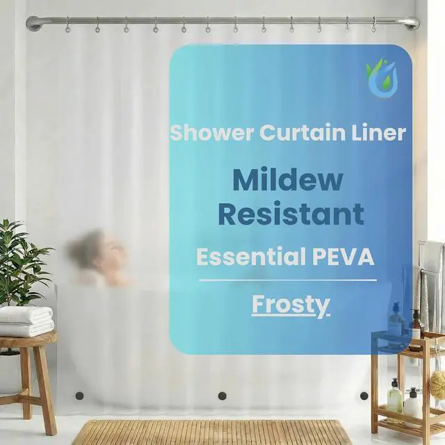 Main image of SUSTAINAURA® Essential Frosty Shower Curtain Liner 72x72 Waterproof, Quick Dry, Odor Free, Eco Friendly, Non-Toxic with 3 Weighted Magnets & 12 Rustproof Grommets Bathroom Accessories