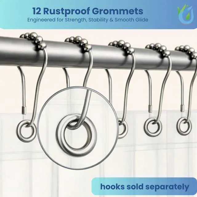 Alt view image 6 of 7 - SUSTAINAURA® Essential Frosty Shower Curtain Liner 72x72 Waterproof, Quick Dry, Odor Free, Eco Friendly, Non-Toxic with 3 Weighted Magnets & 12 Rustproof Grommets Bathroom Accessories