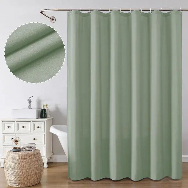 Main image of OVZME Zora Sage Green Shower Curtain for Bathroom, Fabric Shower Curtain Bath Decoration - Soft Cloth Hotel Spa Quality, Water Repellent, Modern Shower Curtain Set with 12 Hooks, Grommets Top, 72Wx72L
