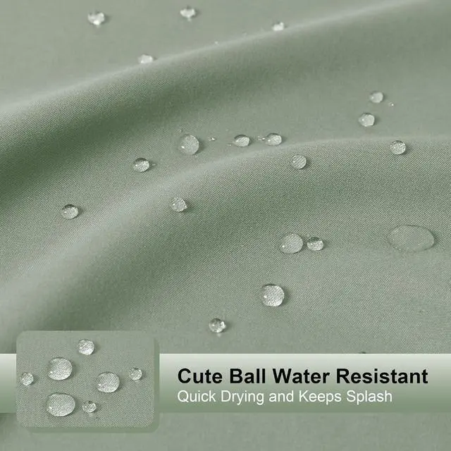 Alt view image 4 of 7 - OVZME Zora Sage Green Shower Curtain for Bathroom, Fabric Shower Curtain Bath Decoration - Soft Cloth Hotel Spa Quality, Water Repellent, Modern Shower Curtain Set with 12 Hooks, Grommets Top, 72Wx72L