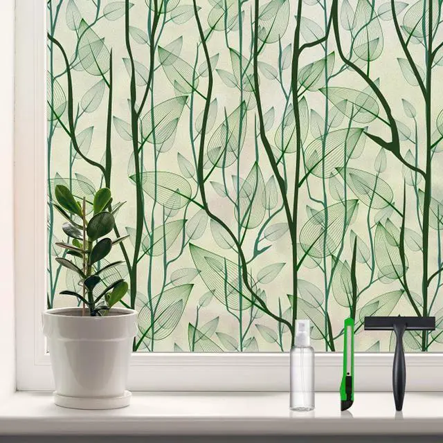 Main image of DKTIE Window Film Privacy Decorative Window Clings 17.7'' x 78.7'' | with Installation Tools Static Cling Stained Glass Window Sticker for Front Door, Bathroom, Glass Door