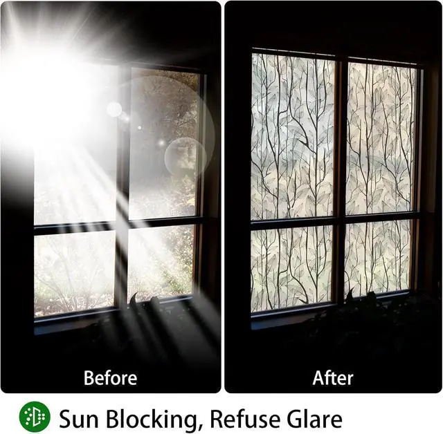 Alt view image 3 of 7 - DKTIE Window Film Privacy Decorative Window Clings 17.7'' x 78.7'' | with Installation Tools Static Cling Stained Glass Window Sticker for Front Door, Bathroom, Glass Door