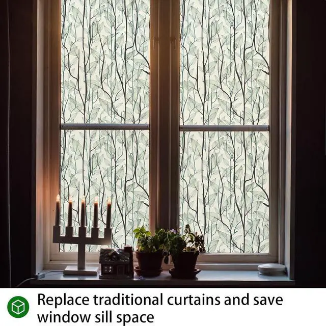 Alt view image 5 of 7 - DKTIE Window Film Privacy Decorative Window Clings 17.7'' x 78.7'' | with Installation Tools Static Cling Stained Glass Window Sticker for Front Door, Bathroom, Glass Door