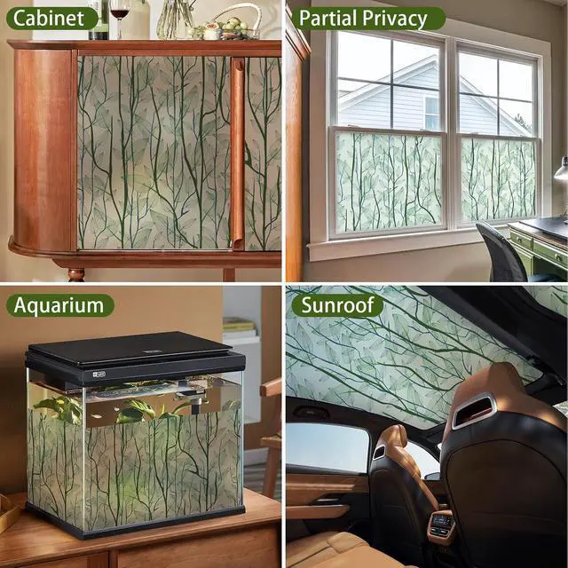 Alt view image 6 of 7 - DKTIE Window Film Privacy Decorative Window Clings 17.7'' x 78.7'' | with Installation Tools Static Cling Stained Glass Window Sticker for Front Door, Bathroom, Glass Door