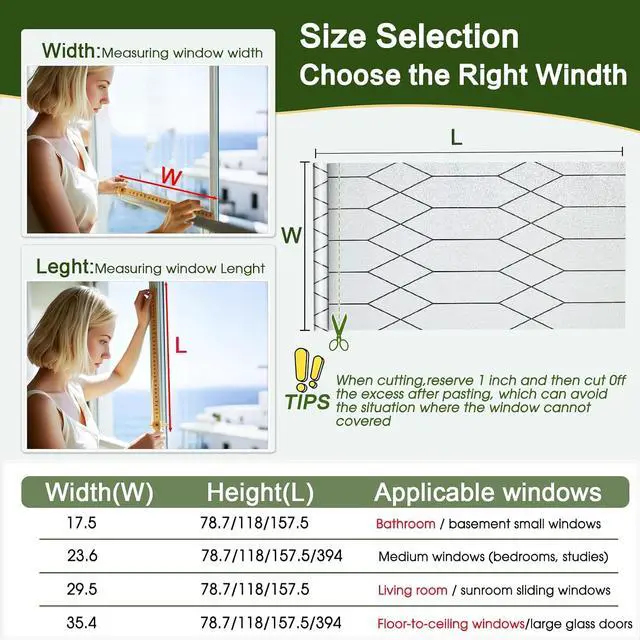 Alt view image 6 of 7 - Windimiley Window Privacy Film, Moroccan Pattern Static Cling, 17.5"x78.7" | Bathroom Frosted Leaded Decorative Window Stickers, UV Heat Blocking Opaque Removable for Home Door Coverings, Pure