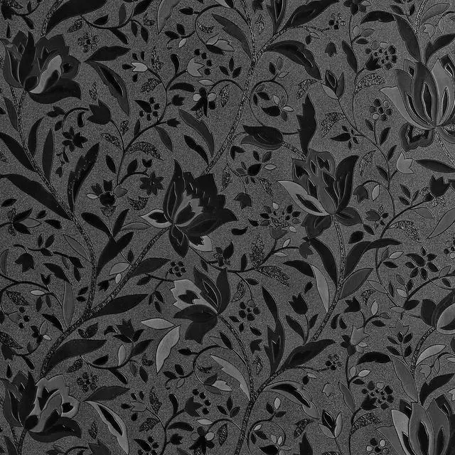 Main image of Blackout Room Darkening Etched Tulip Window Film Privacy 17.5x78.7in | 100% Light Blocking Glare Reduction Heat Control Cover Decal Tint Decor Kitchen Cabinet Sidelight Reusable Door