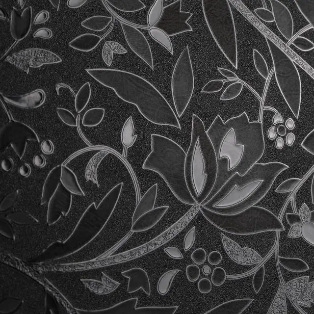 Alt view image 2 of 7 - Blackout Room Darkening Etched Tulip Window Film Privacy 17.5x78.7in | 100% Light Blocking Glare Reduction Heat Control Cover Decal Tint Decor Kitchen Cabinet Sidelight Reusable Door