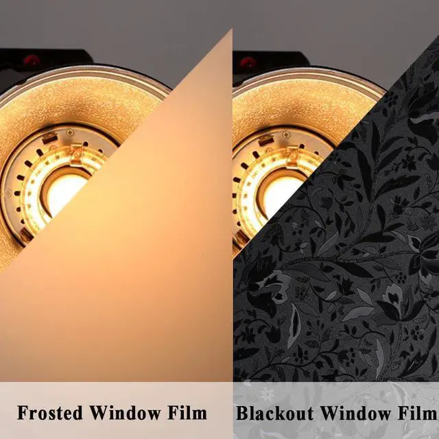 Alt view image 3 of 7 - Blackout Room Darkening Etched Tulip Window Film Privacy 17.5x78.7in | 100% Light Blocking Glare Reduction Heat Control Cover Decal Tint Decor Kitchen Cabinet Sidelight Reusable Door