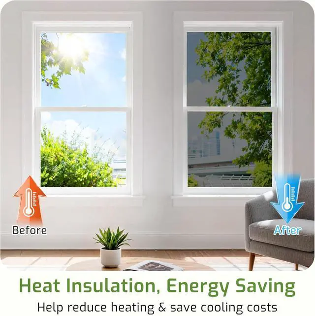 Alt view image 4 of 7 - LUTE One Way Window Tint for Home, Window Privacy Film, Black Silver | Sun Blocking UV Heat Blocker, See Out Not in Reflective Mirror Film, Static Cling Glass Cover for Home Office, 17.5" x 78.7"