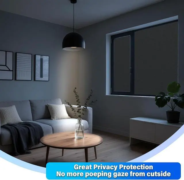 Alt view image 3 of 7 - Finnez Blackout Window Film, Total Privacy Room Darkening, 17.5 x 78.7 | Light Blocking & Heat Control, Removable Static Cling Non-Adhesive, Frosted Window Tint, Day & Night Sleep for Home Nursery