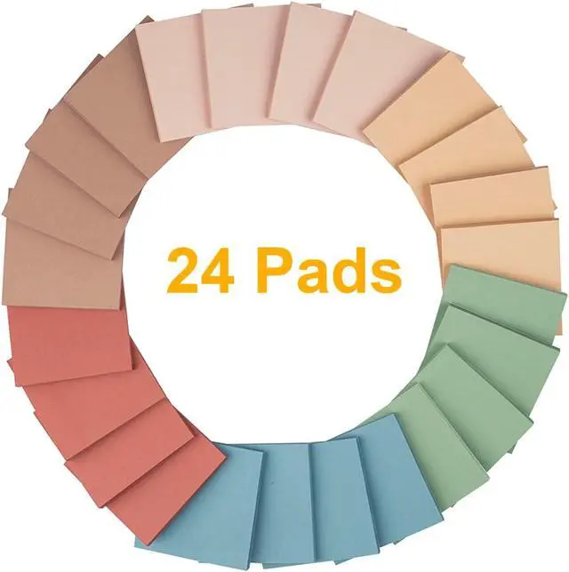 Alt view image 7 of 7 - (24 Pads) Sticky Notes 3x3 inch, Self-Stick Pads Vintage Colors Sticky Note | Recyclable, Easy to Post for Home, Office, Notebook