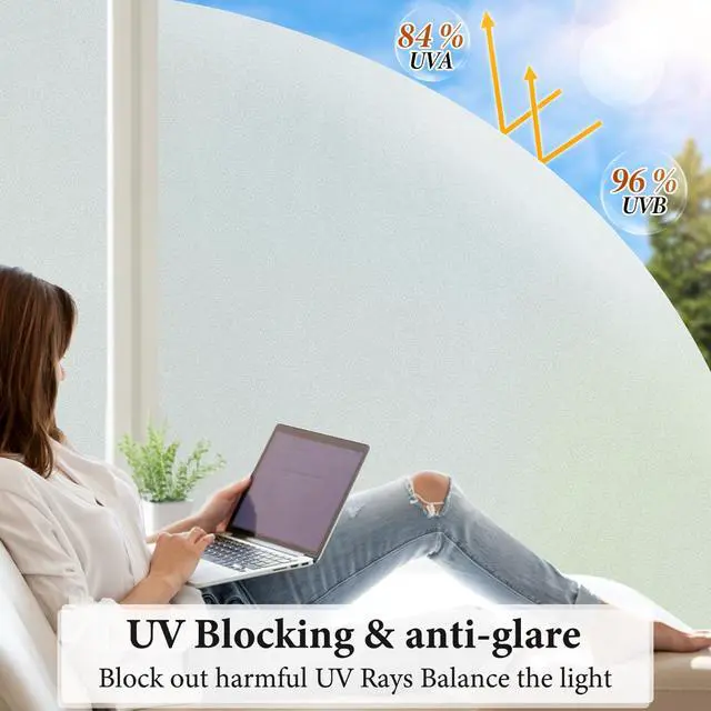 Alt view image 2 of 6 - DUOFIRE Window Privacy Film, Frosted Glass Window Film, Pure, 17.4"x78.7" | Day & Night Privacy, Lets in Natural Light, Static Cling, Removable, UV & Heat Control, for Home, Office and Glass Doors