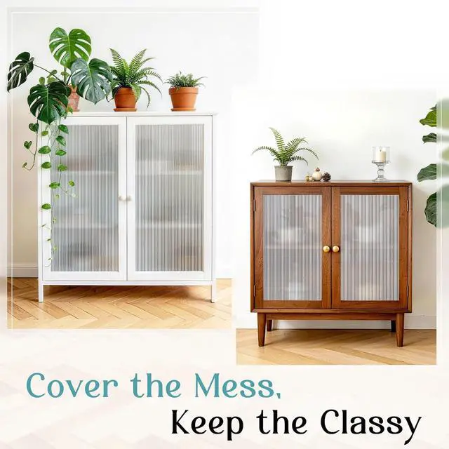 Alt view image 4 of 7 - Haton Reeded Glass Window Privacy Film, Frosted Glass Film, 17.5" x 78.7" | Static Cling Removable, UV Blocking Heat Control Sticker, Decorative for Bathroom Door Home Office, Non-Adhesive