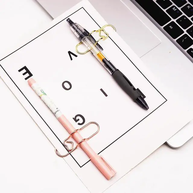 Alt view image 4 of 6 - 12 Pcs Cute Pen Holder Clips for Notebook, Paperclip Pen Holder | Heart Planner Accessories for Planners and Journals, Fits Pens Under 0.5 Inch