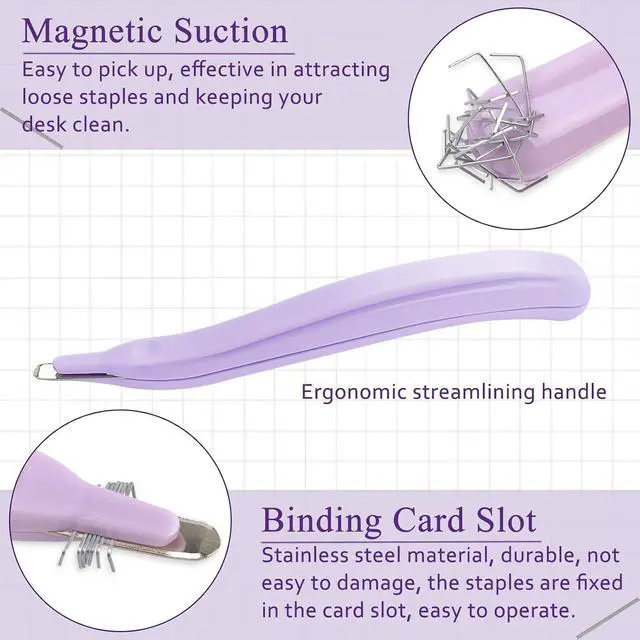Alt view image 3 of 5 - Professional Staple Remover Tool, Magnetic Tip Design Facilitates Collection of Staples, Staple Remover Stick for Home, School, and Office, Purple