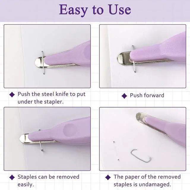 Alt view image 4 of 5 - Professional Staple Remover Tool, Magnetic Tip Design Facilitates Collection of Staples, Staple Remover Stick for Home, School, and Office, Purple