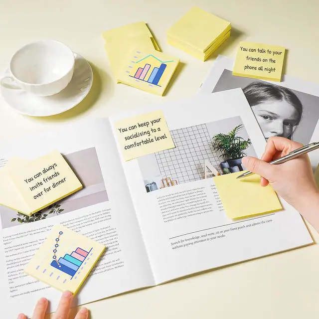 Alt view image 3 of 7 - (18 Pads) Sticky Notes 3 x 3 in, Yellow Self-Stick Pads, Strong Adhesive | School Supplies and Oce Supplies, Easy to Post for Home, Office, Notebook, Clean Removal