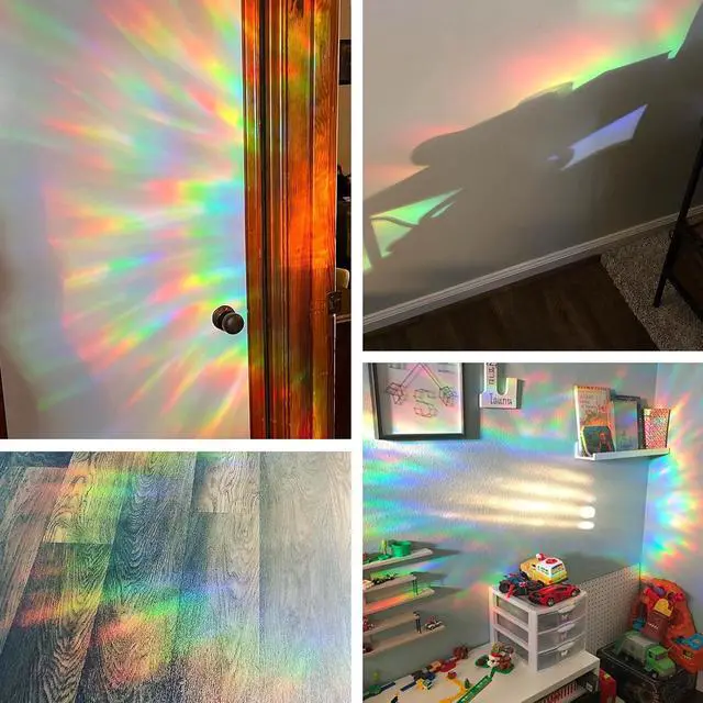 Alt view image 3 of 6 - Window Decals for Birds Strikes, DELLAN 35 Anti-Collision Bird Deflectors | Suncatcher Stickers Rainbow Window Clings for Glass Windows