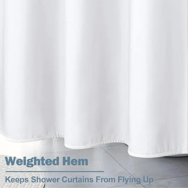 Alt view image 6 of 7 - UFRIDAY White Shower Curtain 72 x 72 inch, Hotel Fabric Machine Washable Shower Curtain Liner Waterproof Repellent Modern Home Bath Curtain
