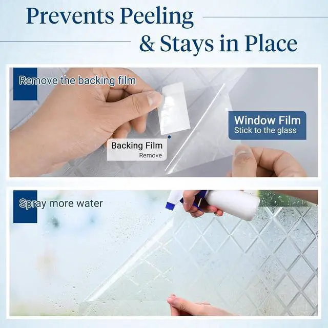 Alt view image 6 of 7 - Haton Window Privacy Film, Decorative Frosted Film, Lattice 17.5" x 78.7" | Static Cling Removable Stained Glass Clings, UV & Heat Blocking Anti-Glare, 3D Sticker for Home Office Front Door Bathroom