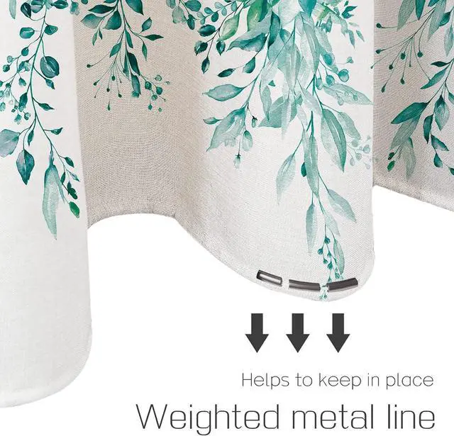 Alt view image 6 of 7 - Tititex Teal Eucalyptus Shower Curtain Sets, Watercolor Turquoise Leaves on The Top Plant with Floral Bathroom Decoration 36x72 Inch with Hooks
