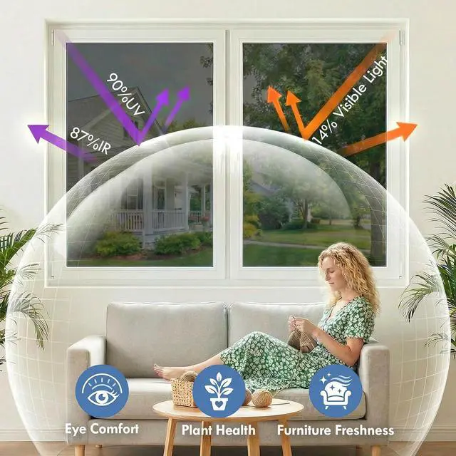 Alt view image 5 of 7 - One Way Privacy Window Film Heat Blocking Static Cling,17.5" x 78.7" | Black-Silver Window Privacy Film No Glue Removable Window Tint for Home Office Glass Windows Cover, Anti-UV, Anti-Glare