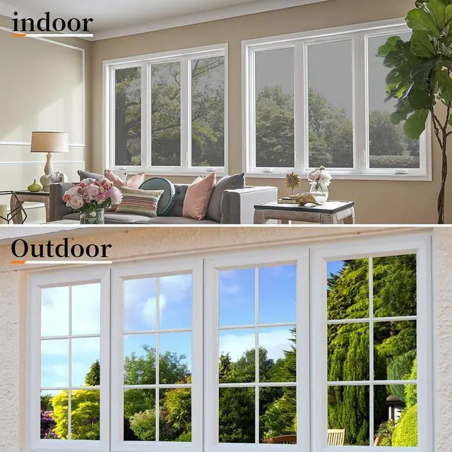 Alt view image 3 of 7 - Niviy One Way Daytime Window Privacy Film See Out Not in, 17.5 x 78.7 Inch Window Tint for Home, Reflective Window Film Heat Blocking Anti UV Mirror Tint with Free Installation Kit, Silver